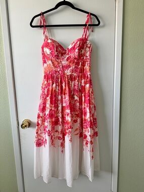 Alex & Sophia Floral Bustier Midi Dress, Size 7/8 Juniors